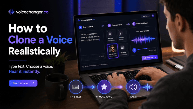 لوحة Voicechanger.co لاستنساخ صوت واقعي بالذكاء الاصطناعي باستخدام أصوات النظام والأصوات المخصصة